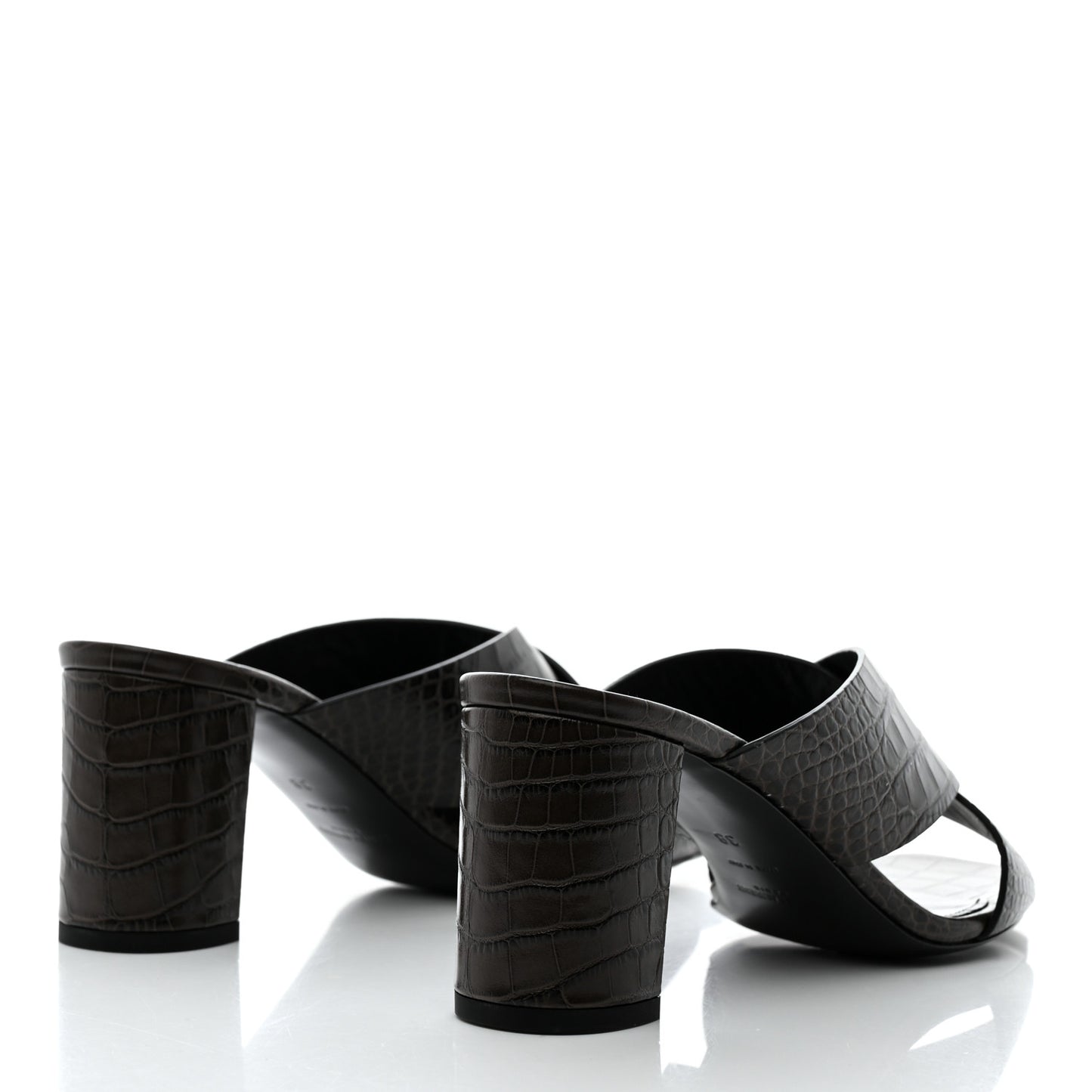 Crocodile Embossed Calfskin LouLou Mule Sandals 38 Ultra 38 Grey