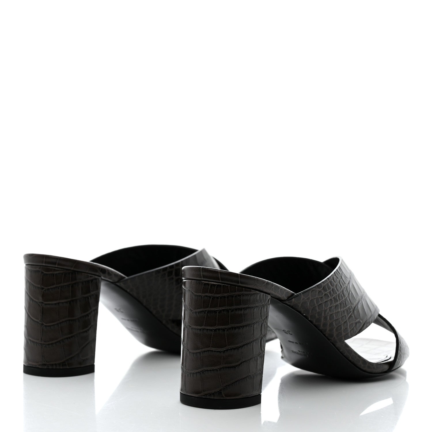 Saint Laurent Crocodile Embossed Calfskin LouLou Mule Sandals 38 Ultra 38 Grey 4 of 9