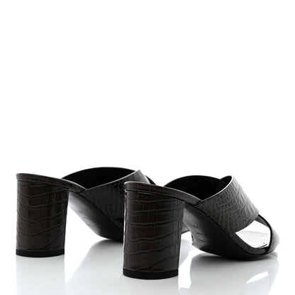 Saint Laurent Crocodile Embossed Calfskin LouLou Mule Sandals 38 Ultra 38 Grey 4 of 9