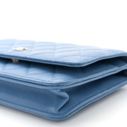 Chanel Caviar Quilted Wallet on Chain WOC Blue 10 of 10