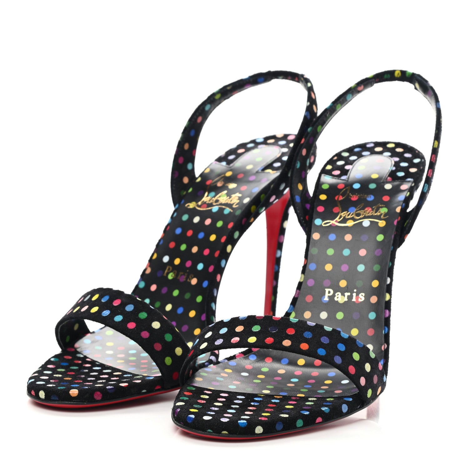 Christian Louboutin Suede O Marylin Sandals Heels 39 Black Multicolor 3 of 8