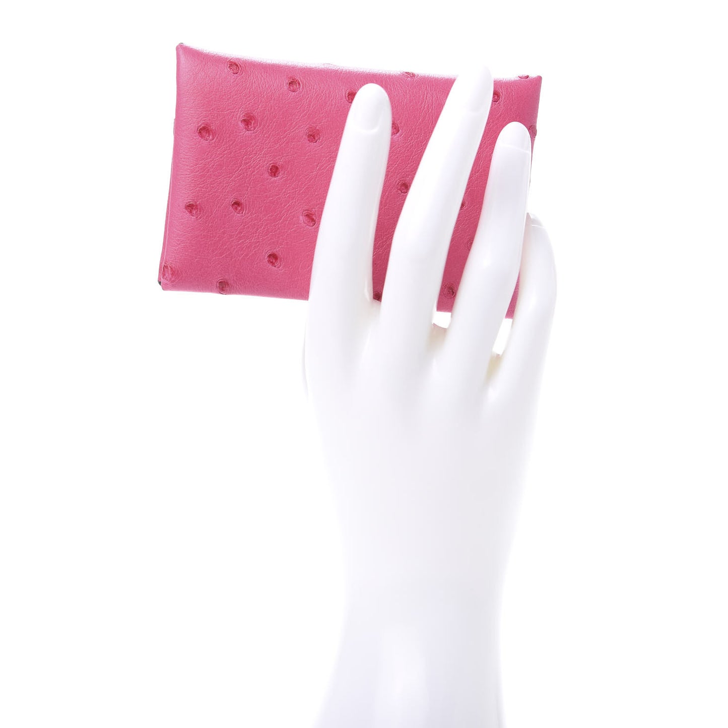 Ostrich Calvi Card Case Rose Tyrien