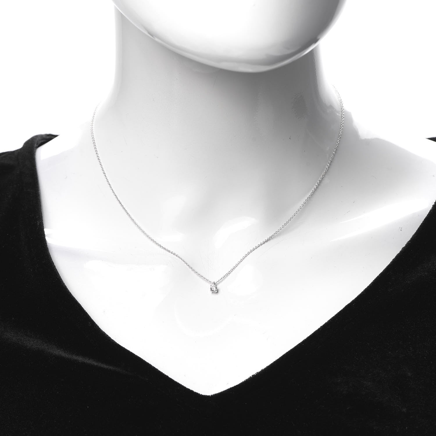 Tiffany Platinum Diamond .12ct Solitaire Pendant Necklace 2 of 5