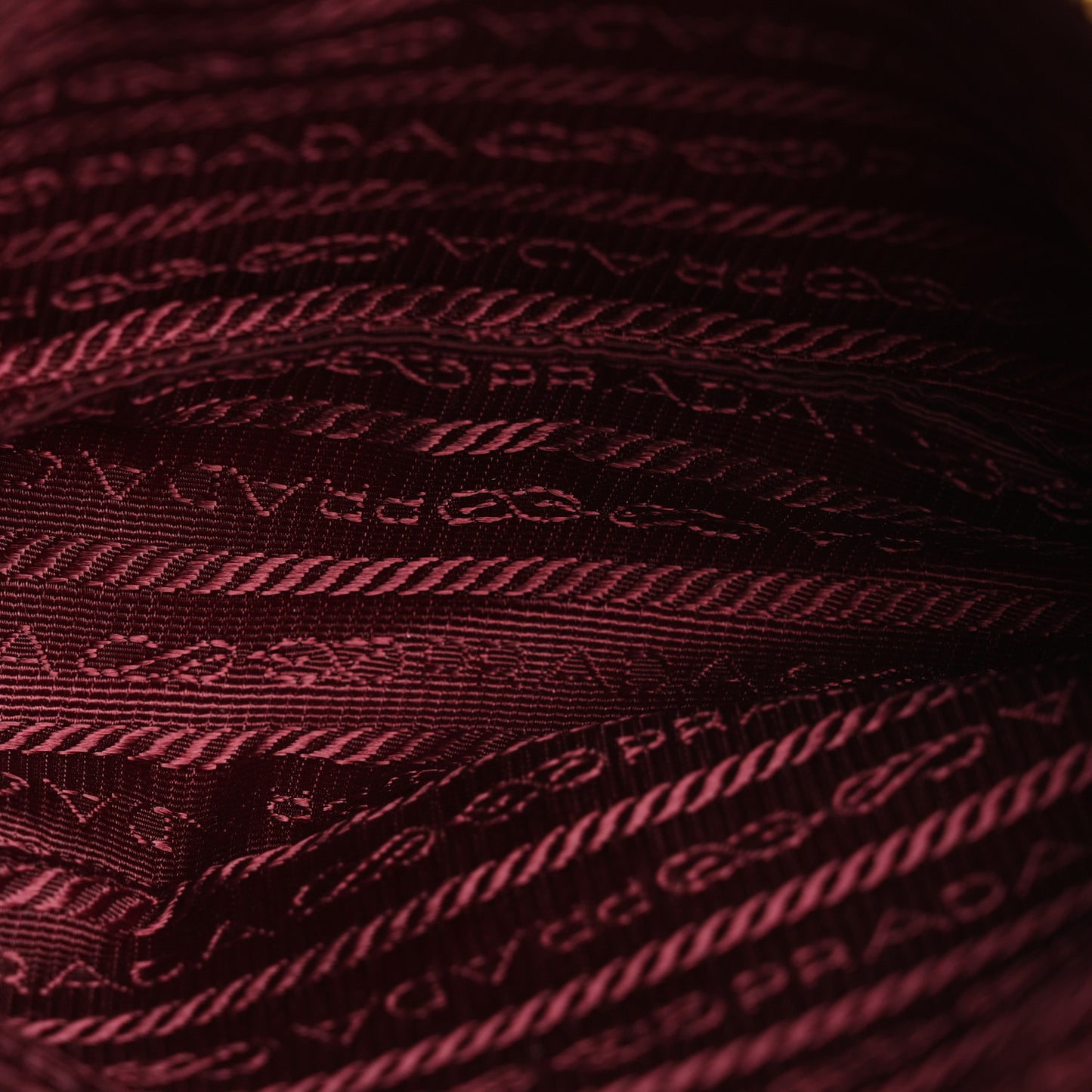 Nylon Ruffle Cosmetic Pouch Burgundy