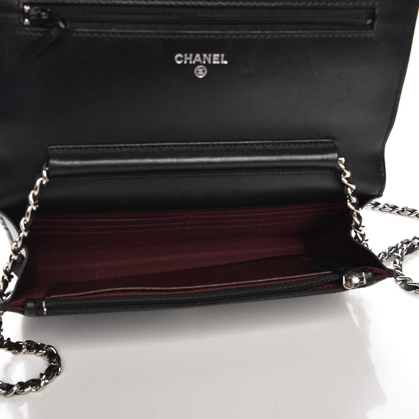 Lambskin Quilted Wallet On Chain WOC Black