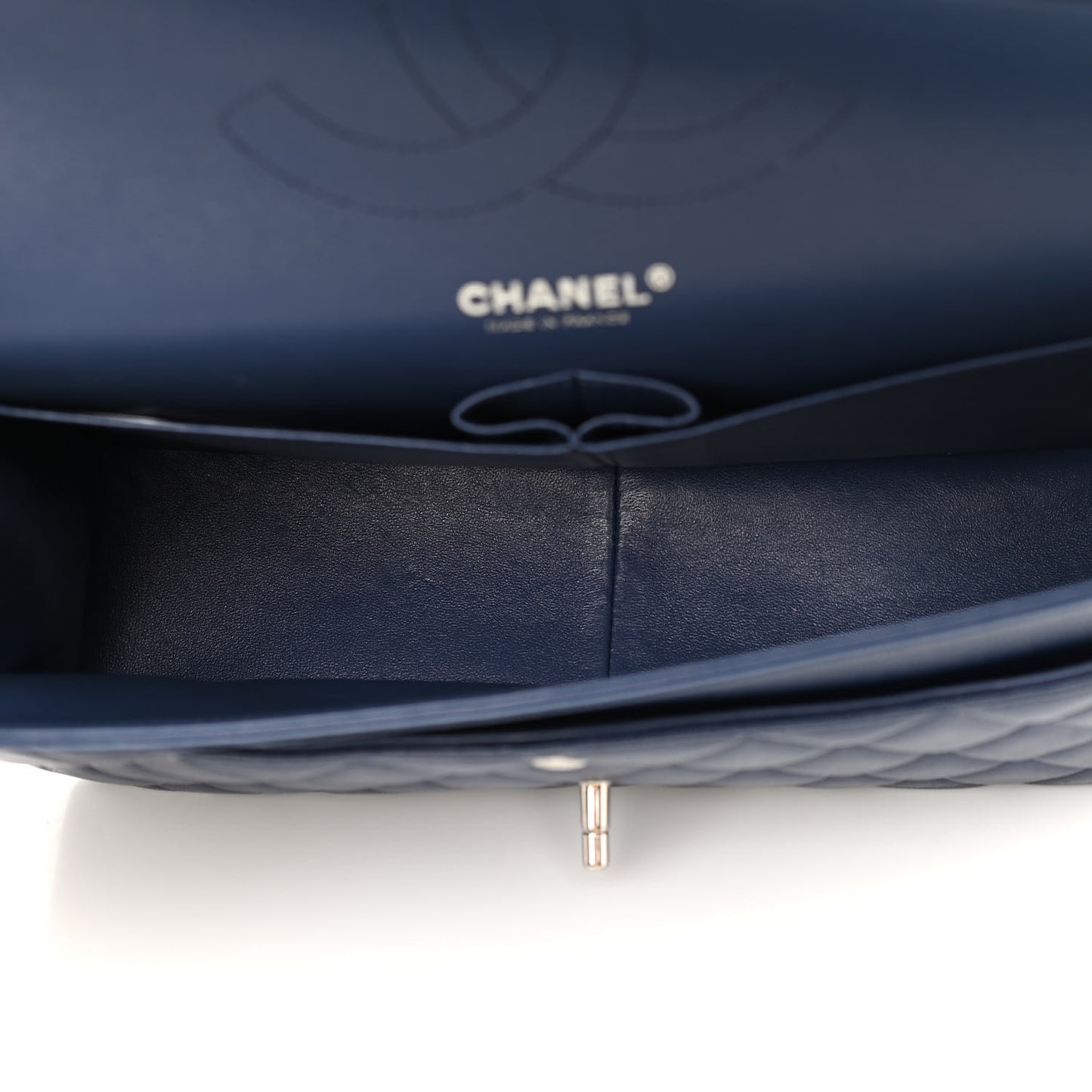 Caviar Quilted Jumbo Double Flap Navy