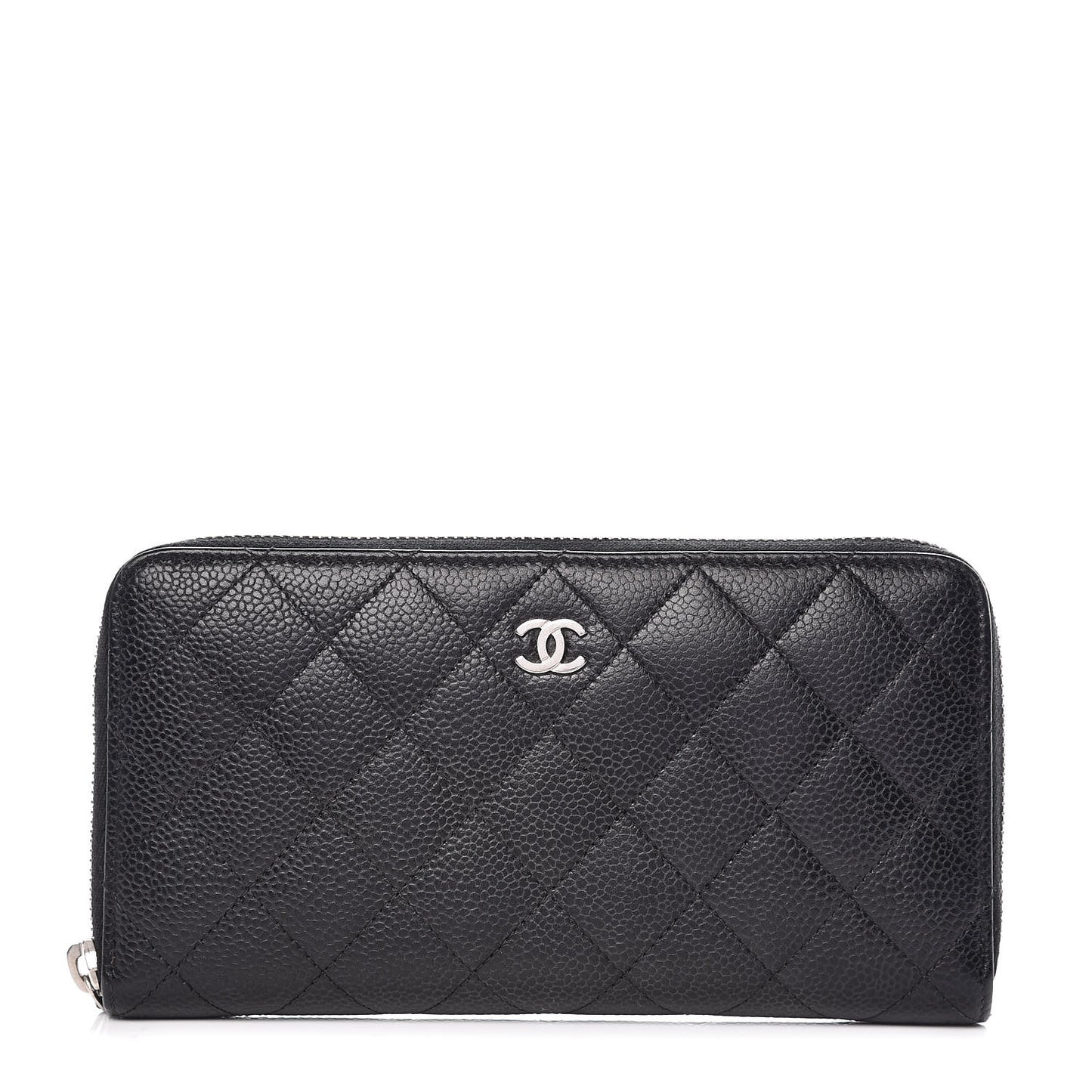 Caviar Quilted Large Gusset Zip Around Wallet Black