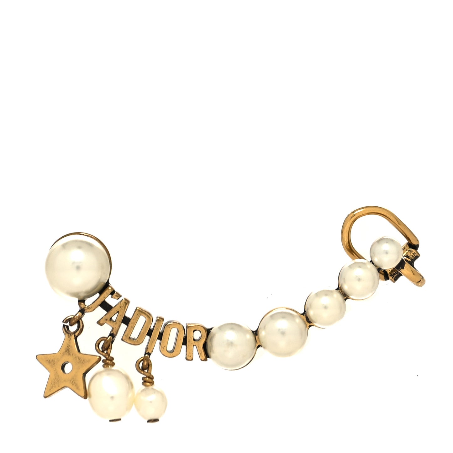Metal Pearl J'Adior Ear Cuff Gold White