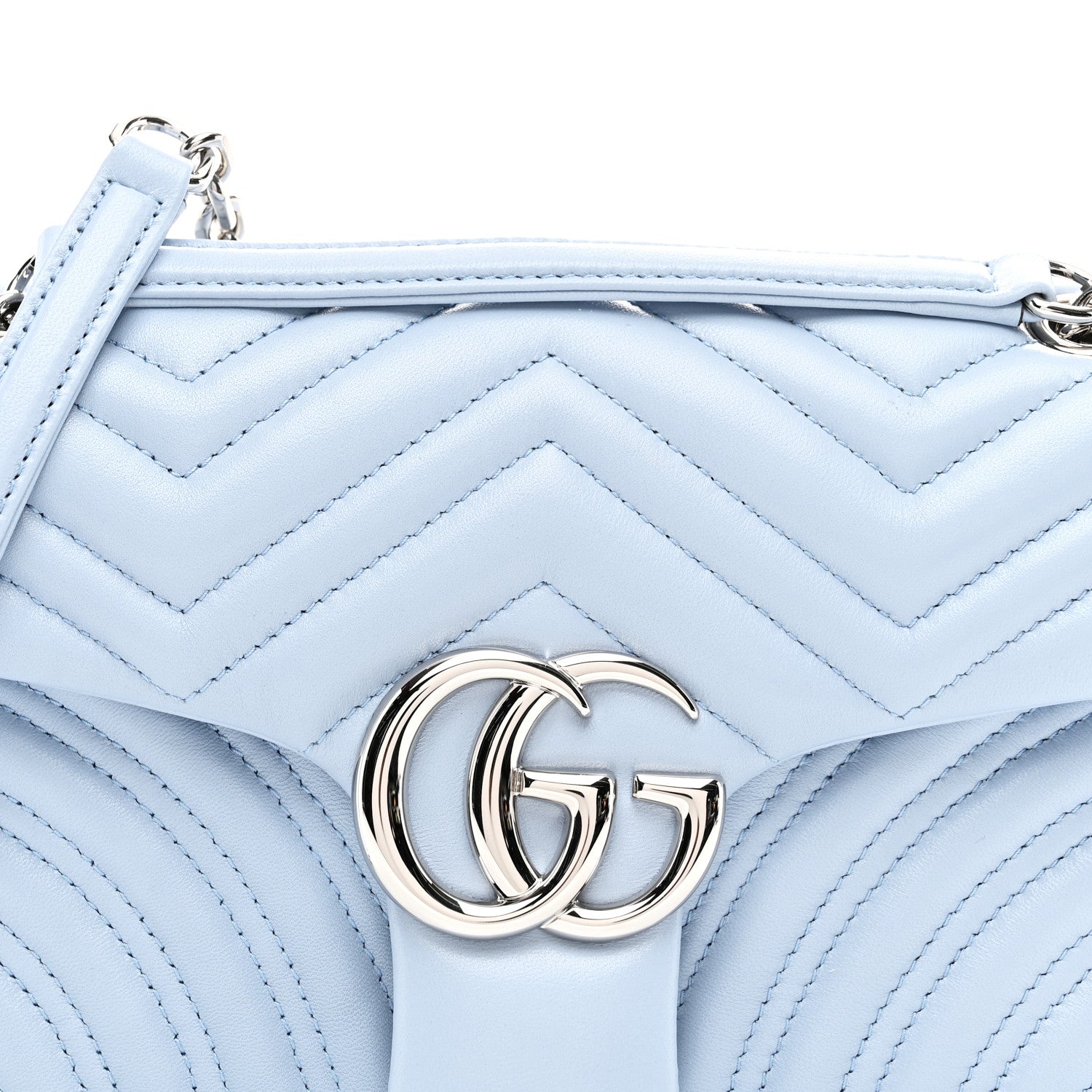 Gucci Lambskin Matelasse Medium GG Marmont Shoulder Bag Light Blue 8 of 11