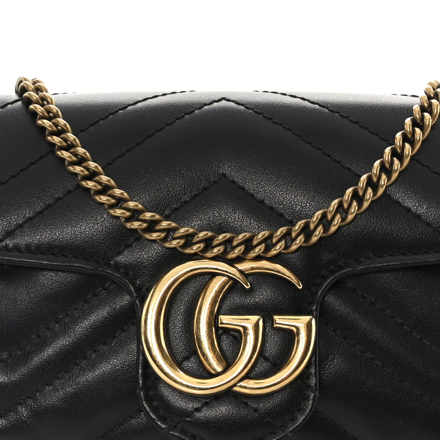 Gucci Calfskin Matelasse Super Mini GG Marmont Shoulder Bag Black 8 of 11