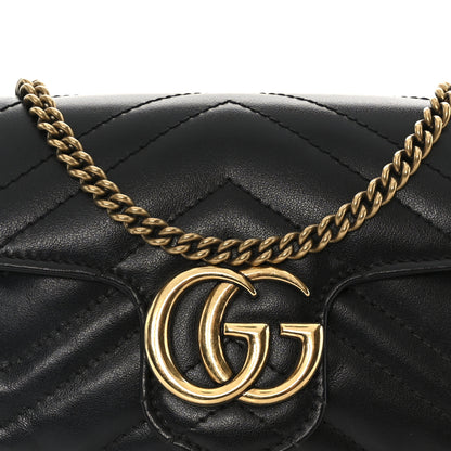 Gucci Calfskin Matelasse Super Mini GG Marmont Shoulder Bag Black 8 of 11