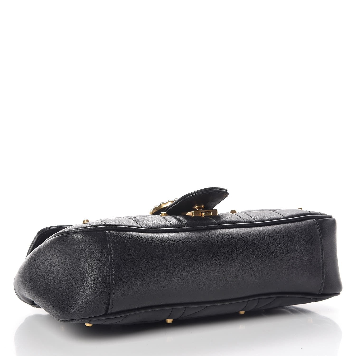 Gucci Calfskin Matelasse Studded Small Pearly GG Marmont Shoulder Bag Black 4 of 15