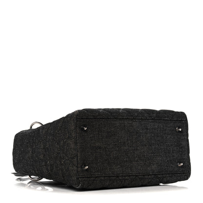 Christian Dior Denim Cannage Medium Lady Dior Black 3 of 11