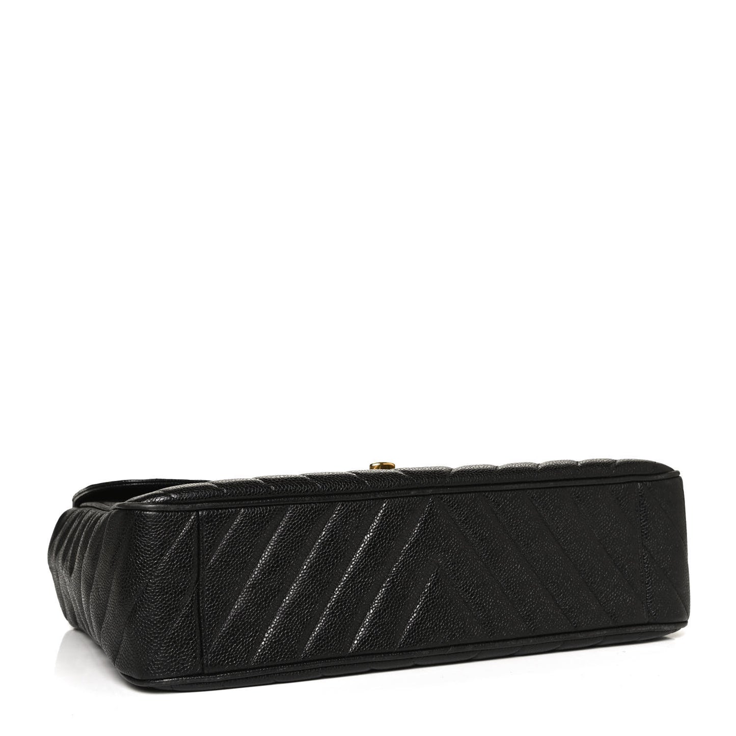 Caviar Chevron Quilted Maxi Single Flap Black