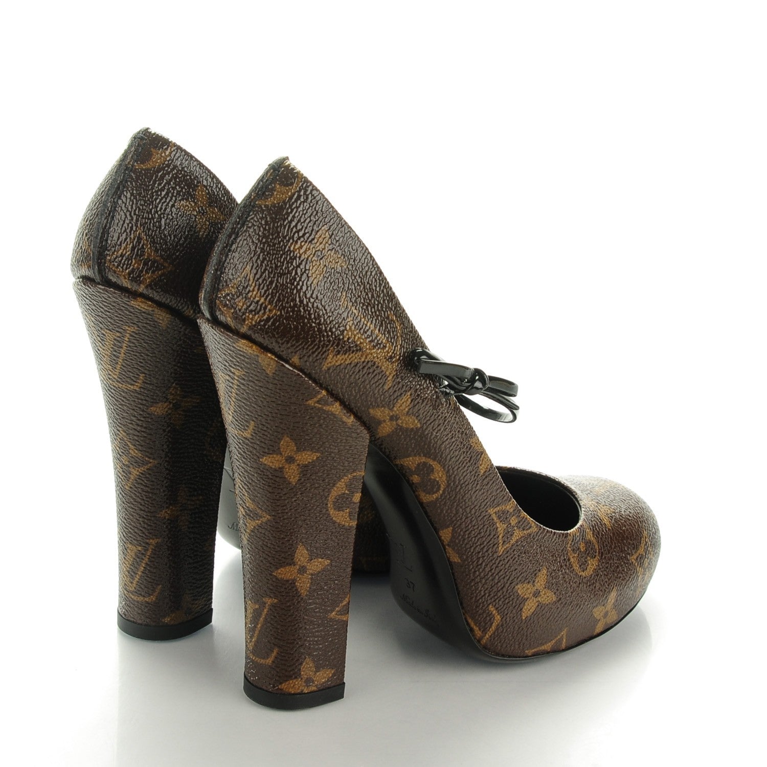 Louis Vuitton Patent Monogram Fetish Vanity Platform Pumps 37 4 of 9
