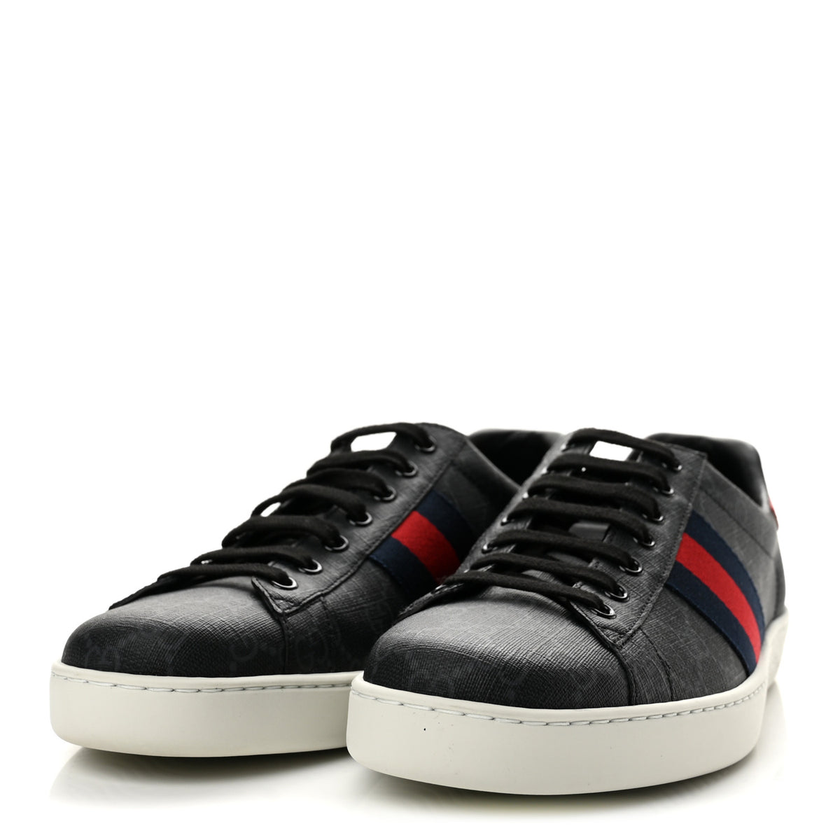 Gucci GG Supreme Monogram Ayers Web Mens New Ace Sneakers 10 Black 4 of 10