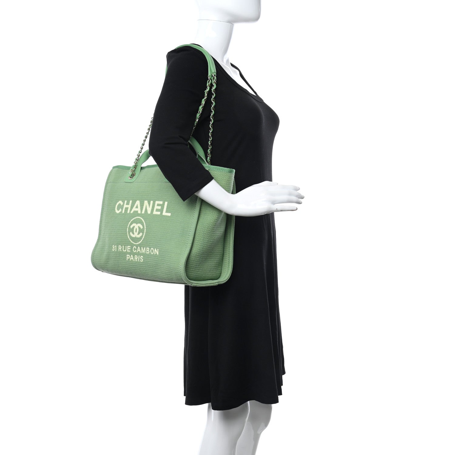 Chanel Mixed Fibers Small Deauville Tote Green 2 of 13