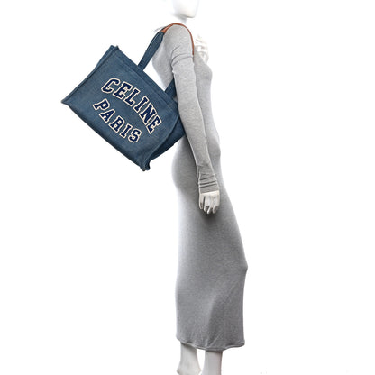 Celine Denim Large Thais Cabas Navy Tan 2 of 9