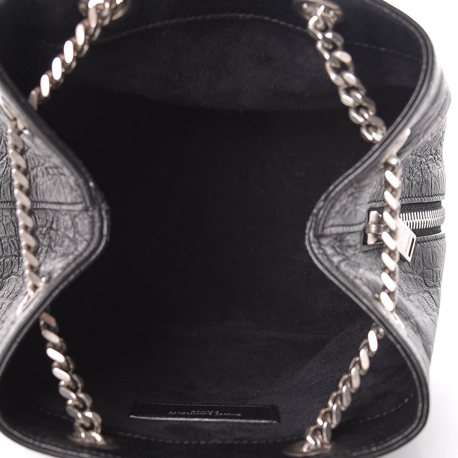 Saint Laurent Calfskin Crocodile Embossed Baby Emmanuelle Bucket Bag Black 7 of 10