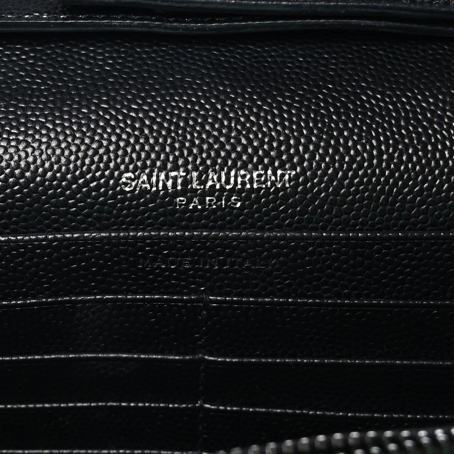 Grain De Poudre Matelasse Chevron Monogram Monochrome Chain Wallet Black