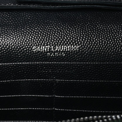 Saint Laurent Grain De Poudre Matelasse Chevron Monogram Monochrome Chain Wallet Black 6 of 9