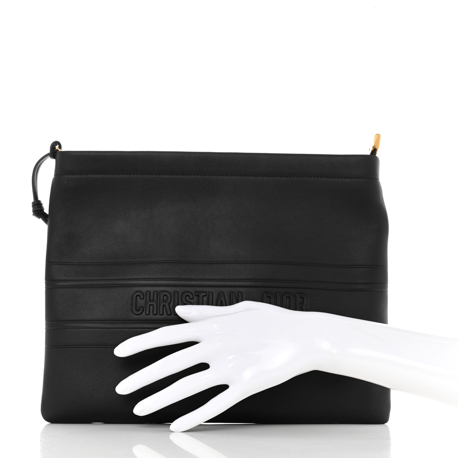 Christian Dior Calfskin Medium Diordouble Zip Pouch Black 2 of 7