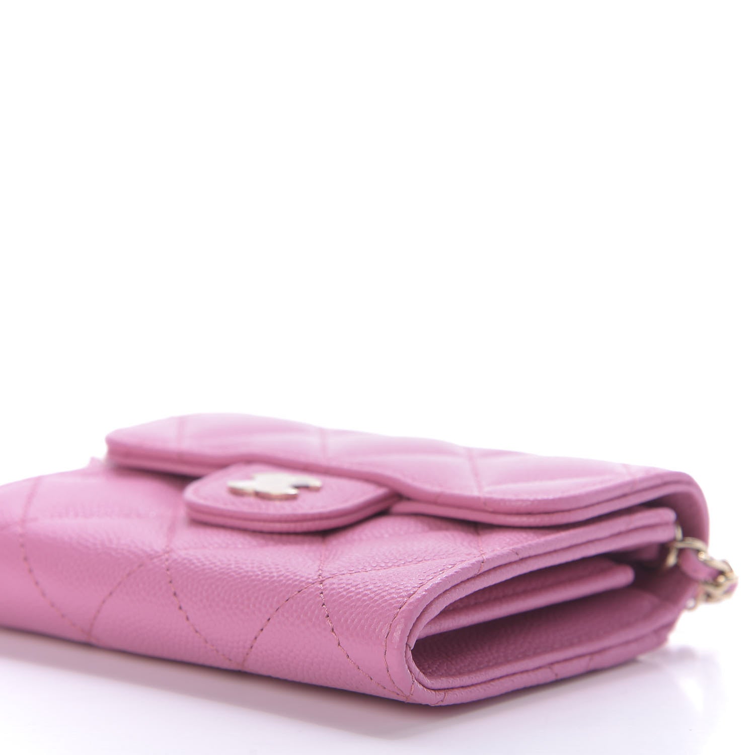 Chanel Caviar Quilted Flap Card Holder On Chain Pink 7 of 10