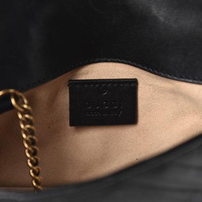 Gucci Calfskin Matelasse Super Mini GG Marmont Shoulder Bag Black 9 of 11