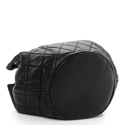 Chanel Lambskin Quilted Drawstring Bag Black 4 of 11