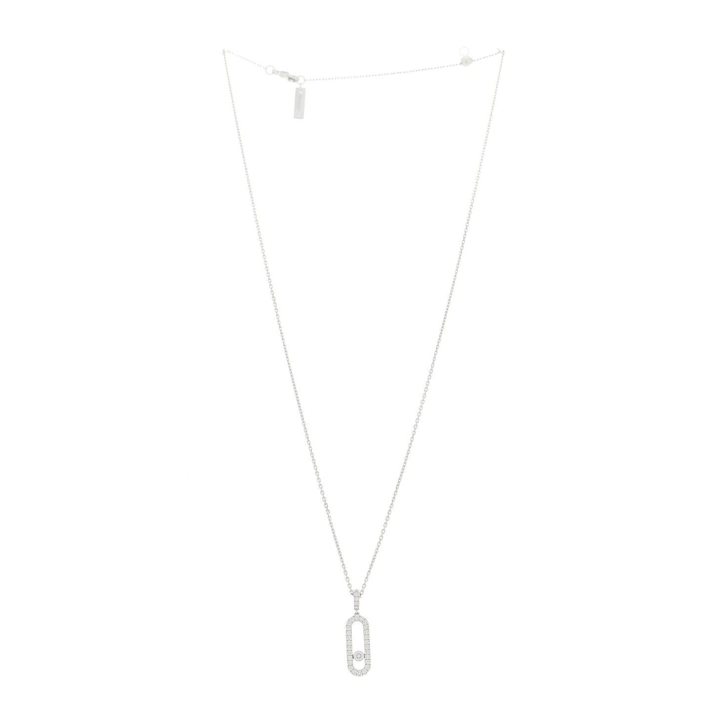 18K White Gold Diamond LM Move Uno Pave Pendant Necklace