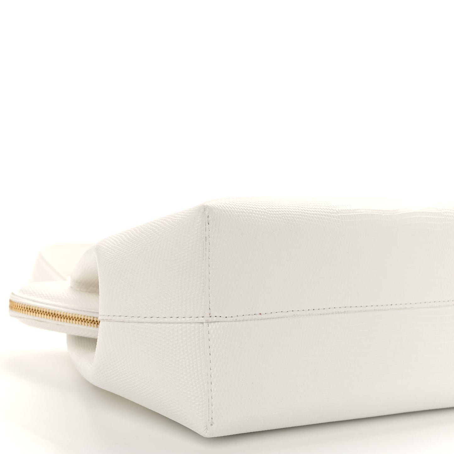 Calfskin Lizard Embossed M Frame Bag White