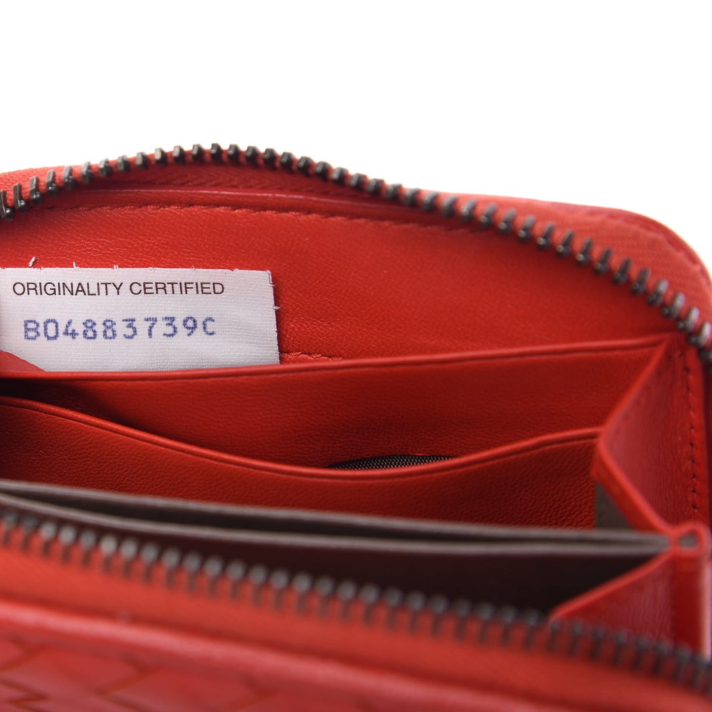Nappa Intrecciato Zip Around Coin Purse Red