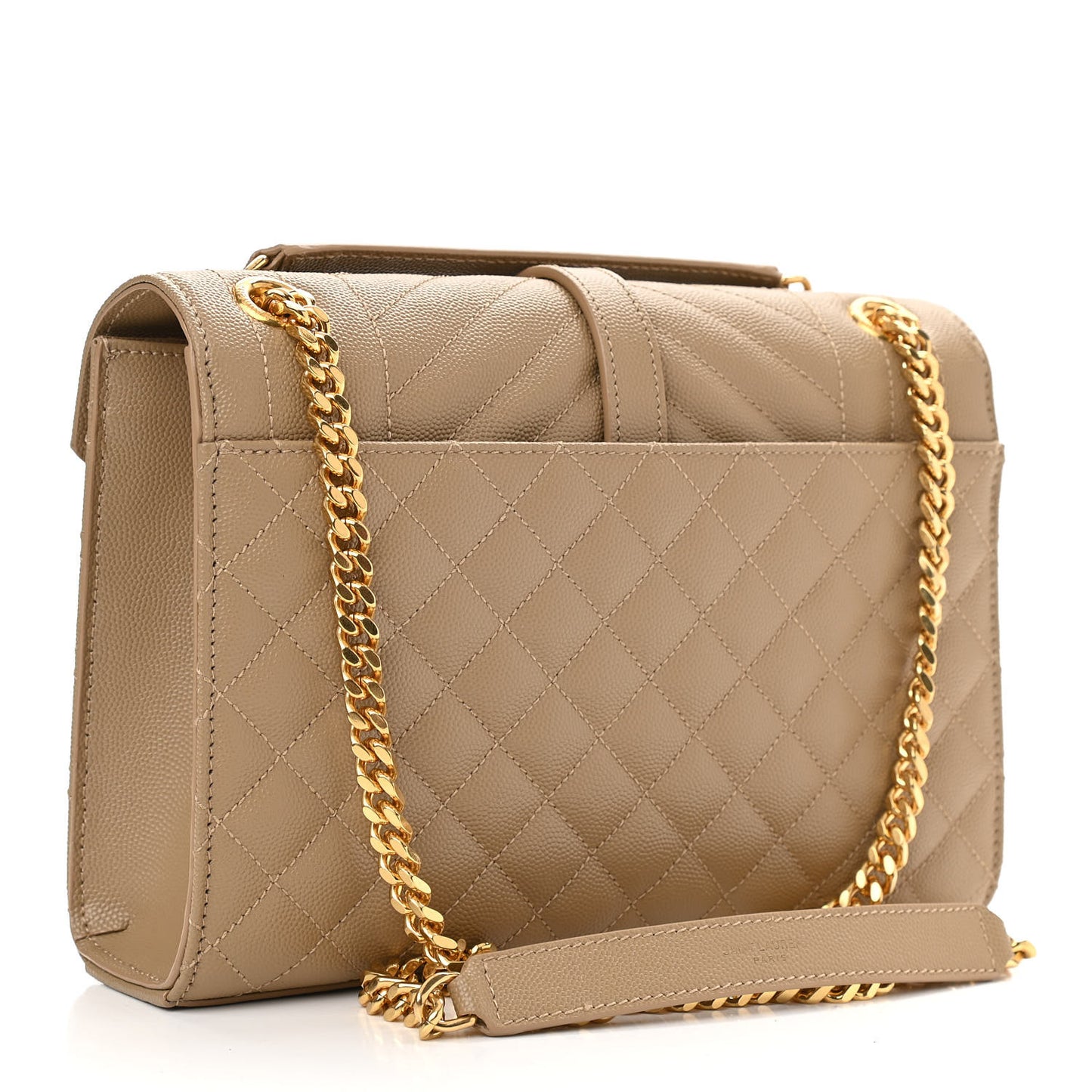 Grain De Poudre Textured Mixed Matelasse Medium Triquilt Monogram Satchel Dark Latte