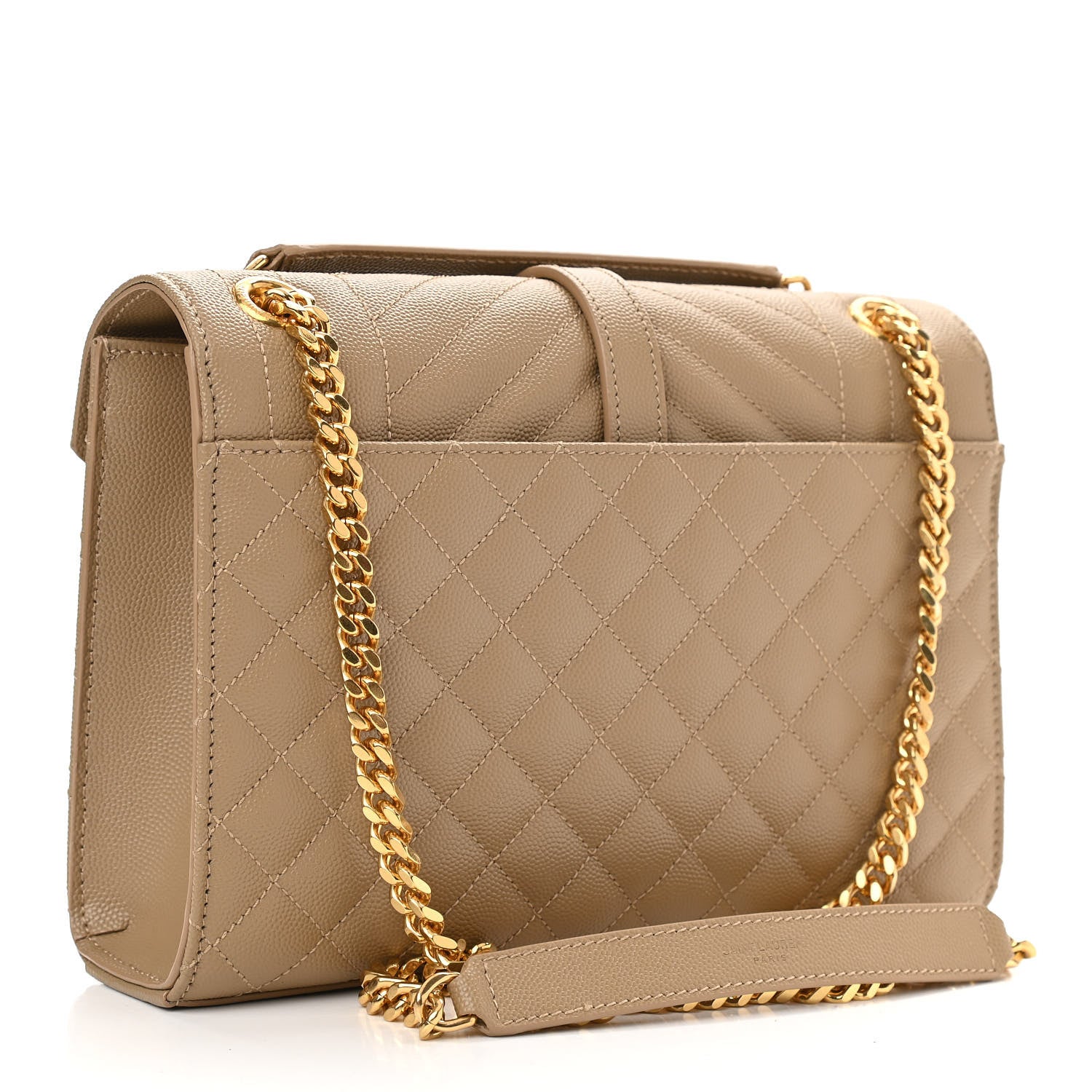 Saint Laurent Grain De Poudre Textured Mixed Matelasse Medium Triquilt Monogram Satchel Dark Latte 3 of 12