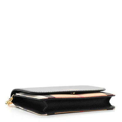 Burberry Derby Calfskin House Check Wallet On Chain Black 4 of 10