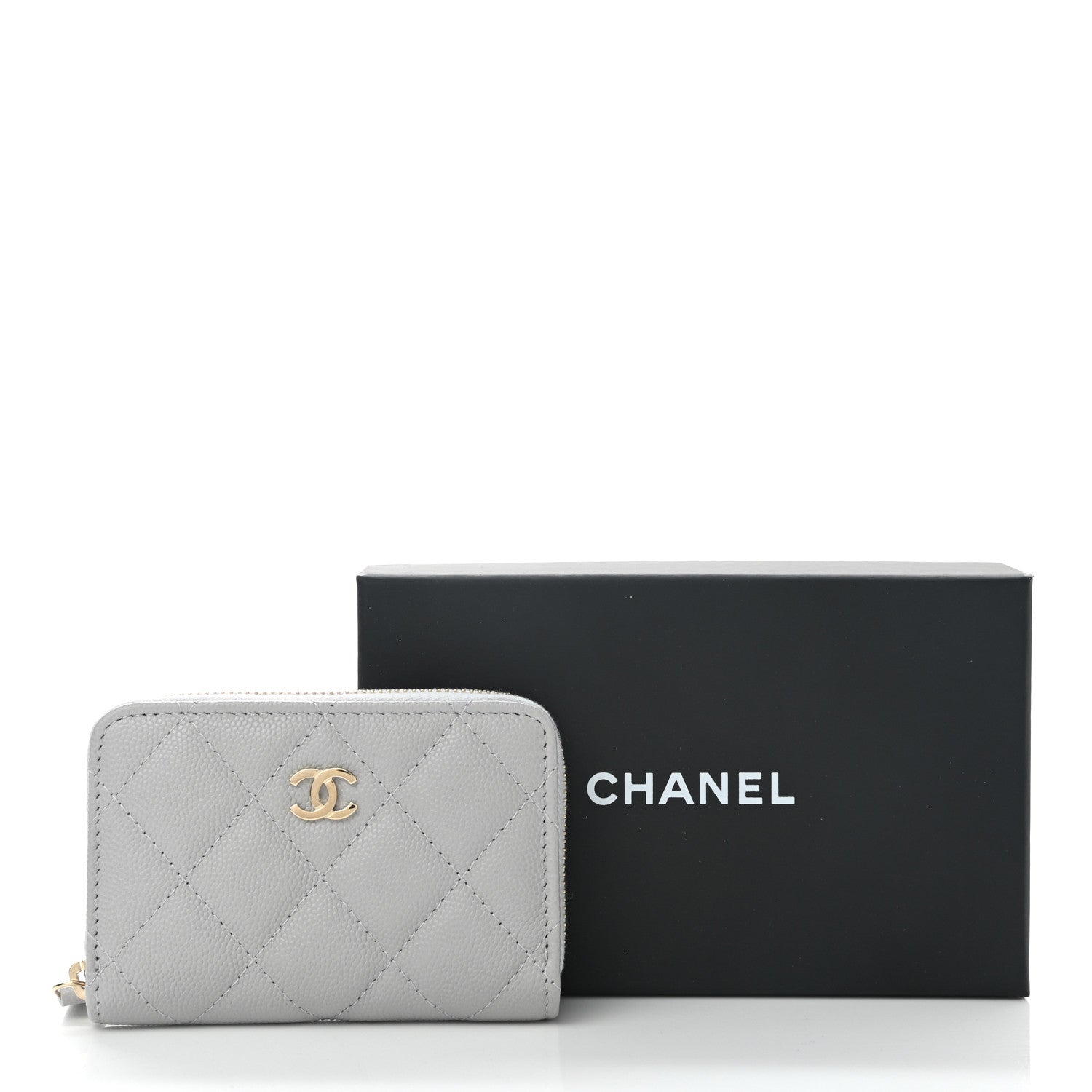 Chanel Caviar Quilted Zip Coin Purse Grey 8 of 8