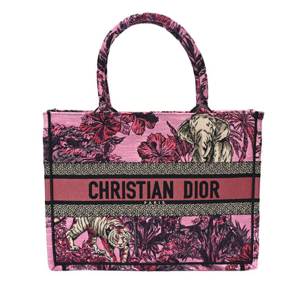 Christian Dior Canvas Embroidered Medium Toile de Jouy Voyage Book Tote Fuchsia Multicolor 1 of 10