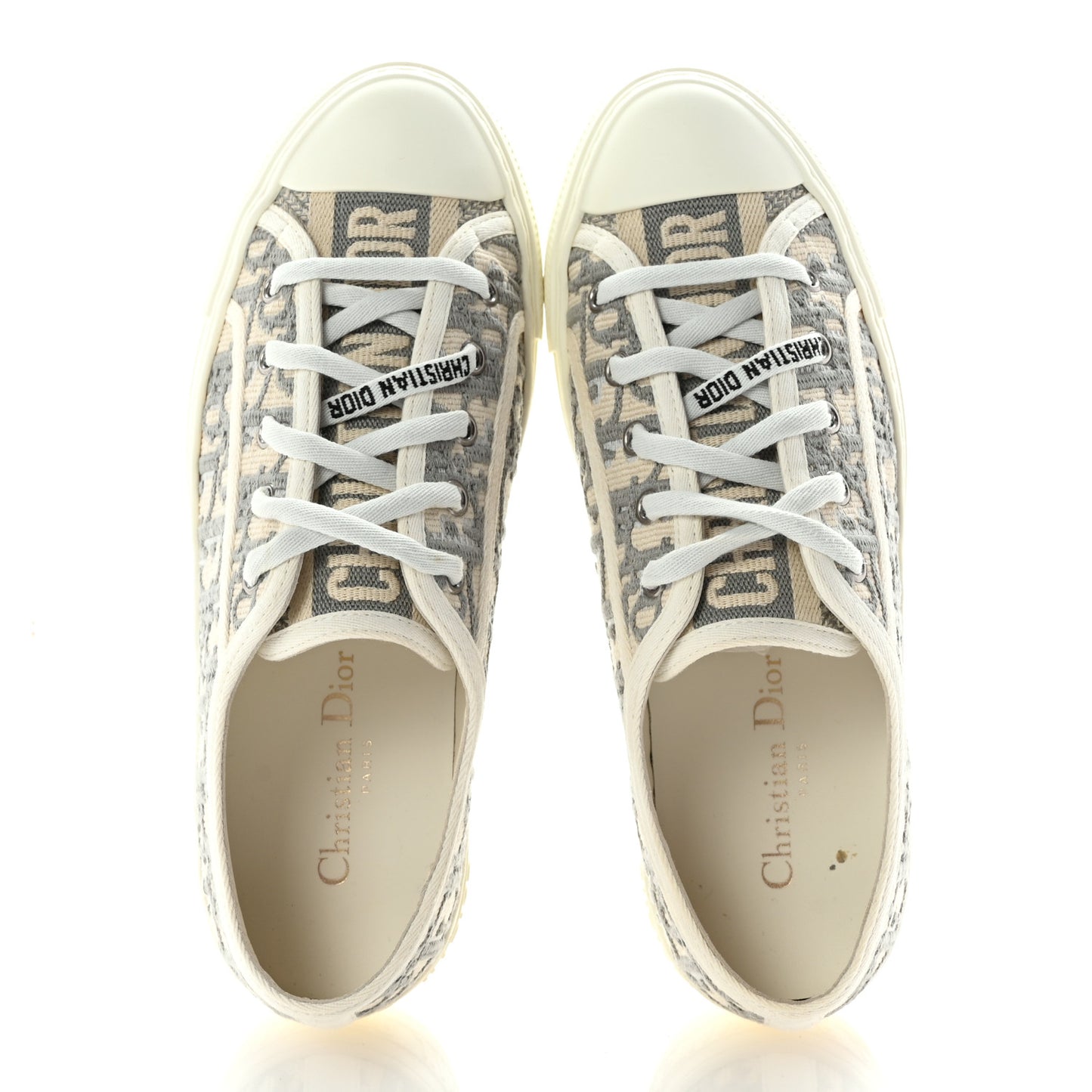 Canvas Oblique Walk'N'Dior Low Top Sneakers 38 Grey Stone