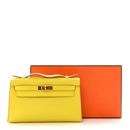 Hermes Swift Kelly Pochette Clutch Lime 8 of 8