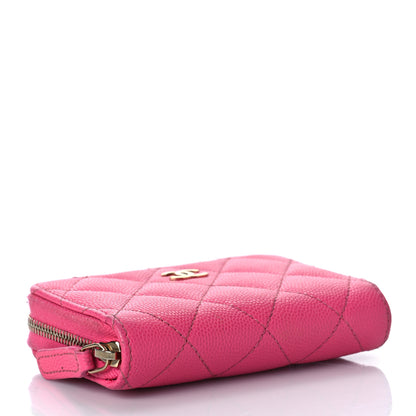 Chanel Caviar Quilted Zip Coin Purse Pink 4 of 17