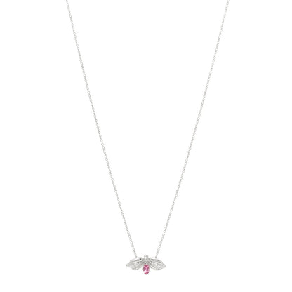 Tiffany Platinum Diamond Pink Tourmaline Paper Flowers Firefly Pendant Necklace 1 of 6