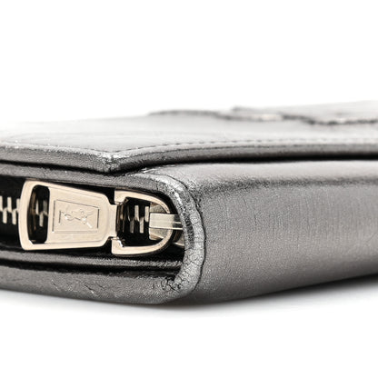 Saint Laurent Metallic Calfskin Monogram Belle De Jour Clutch Silver 11 of 16