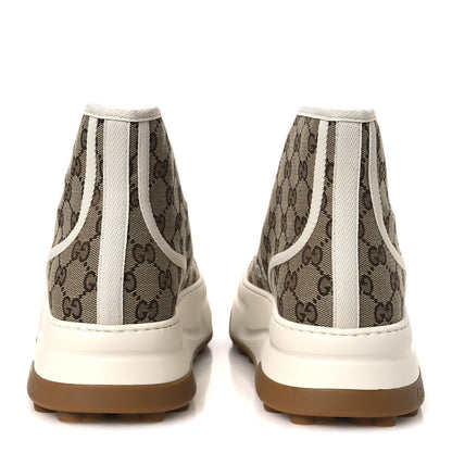 Gucci New Canvas GG Monogram Mens Tennis 1977 High Top 55mm Platform Sneakers 11 Beige Ebony Mystic White 6 of 9