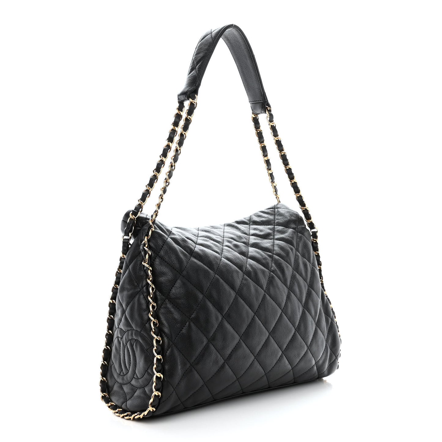 Calfskin Quilted Medium Chain Me Hobo Black