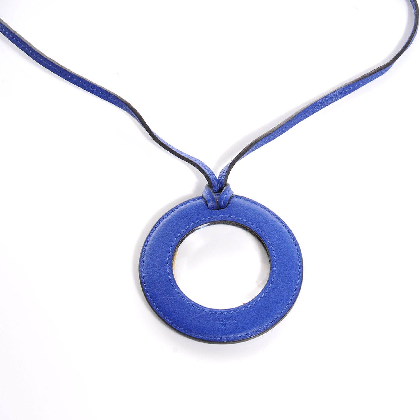 Lambskin Loupe Magnifying Glass Pendant Bleu Electrique