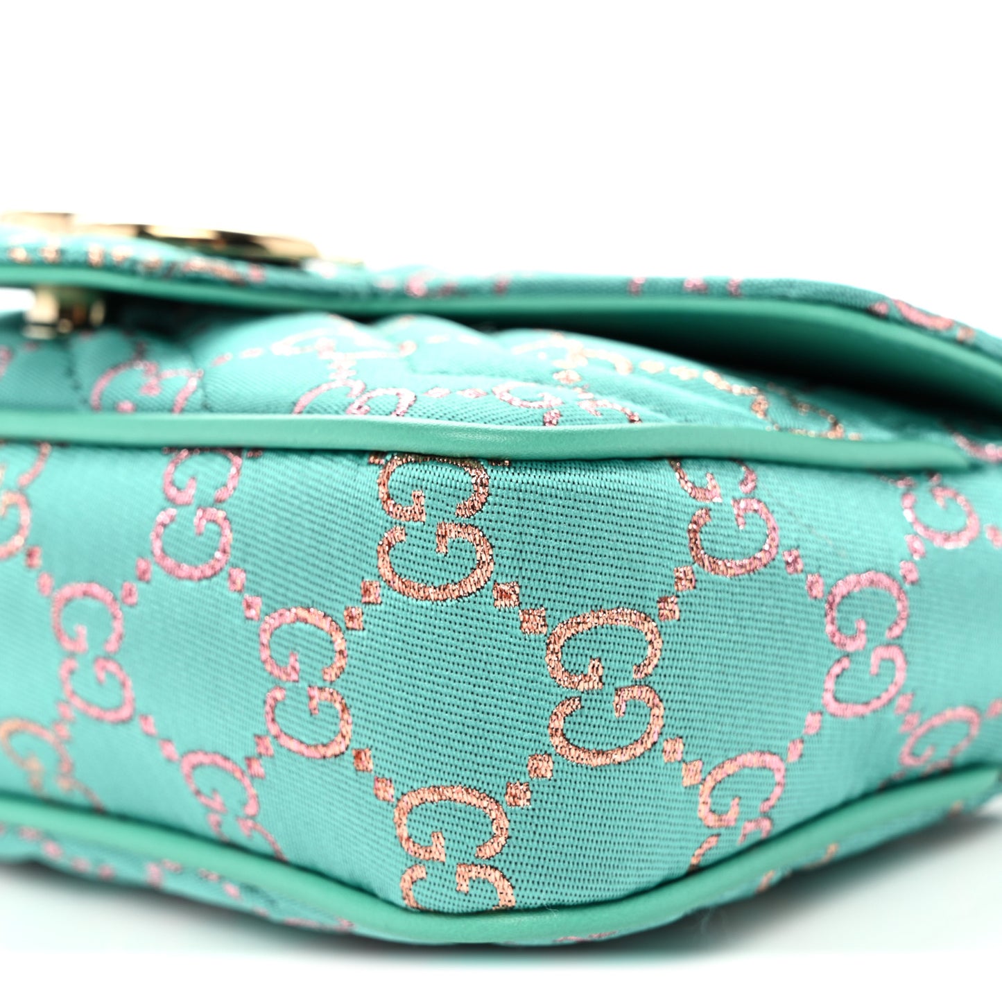 Jacquard Super Mini GG Marmont Shoulder Bag Green