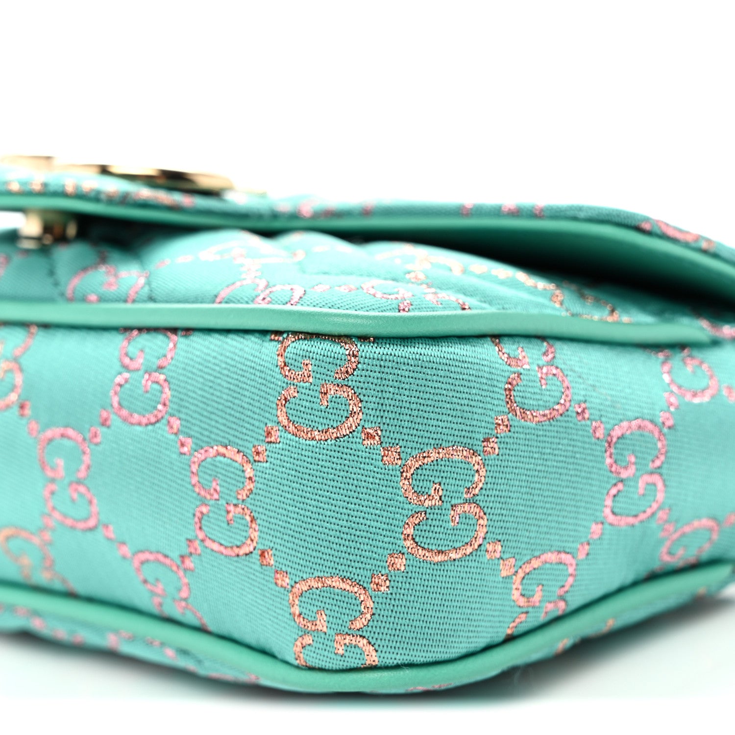 Gucci Jacquard Super Mini GG Marmont Shoulder Bag Green 10 of 11