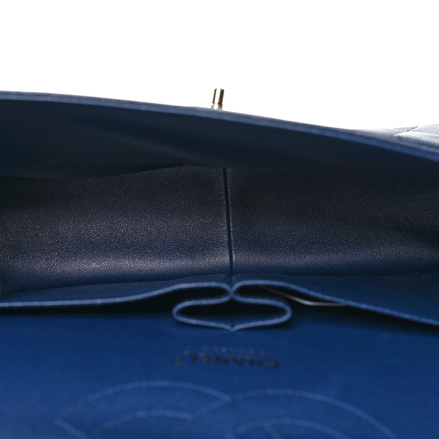 Caviar Quilted Jumbo Double Flap Navy Blue