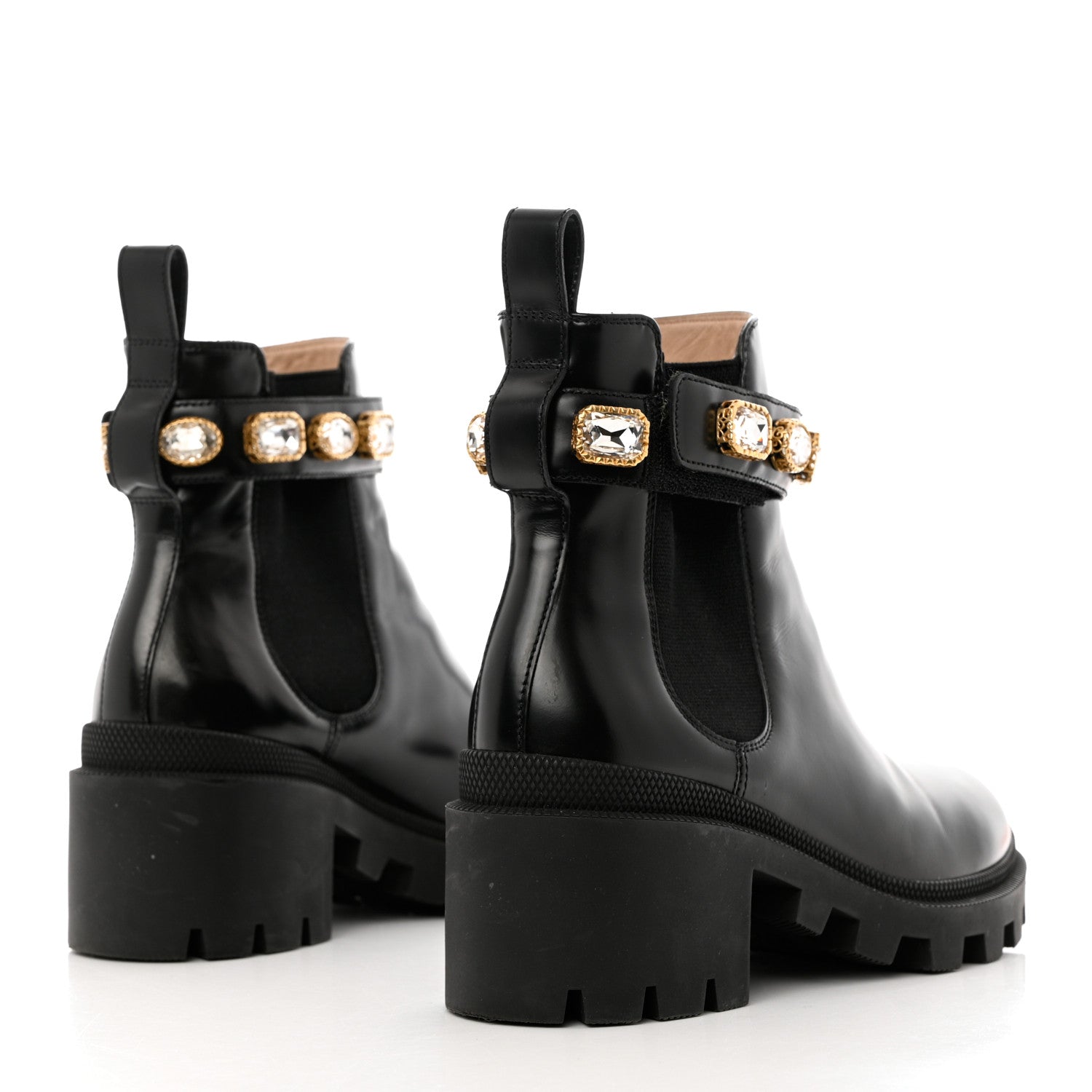 Gucci Calfskin Crystal GG Trip Chelsea Ankle Boots 36 Black 4 of 11