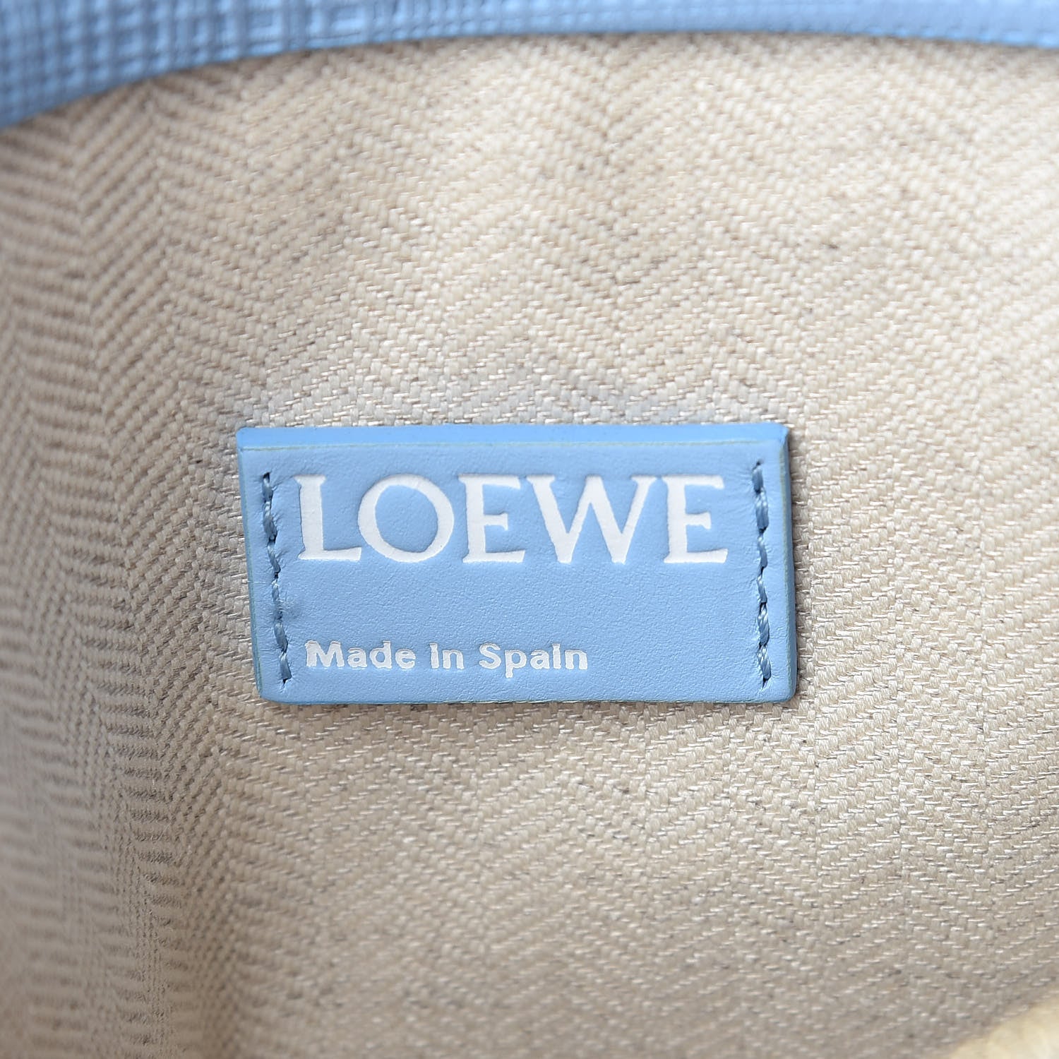 Loewe Calfskin Linen Embossed Large T Pouch Light Blue 5 of 8